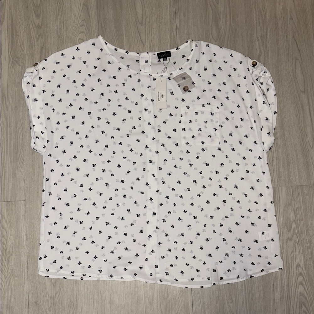 ZENOBIA Black and White Printed Blouse